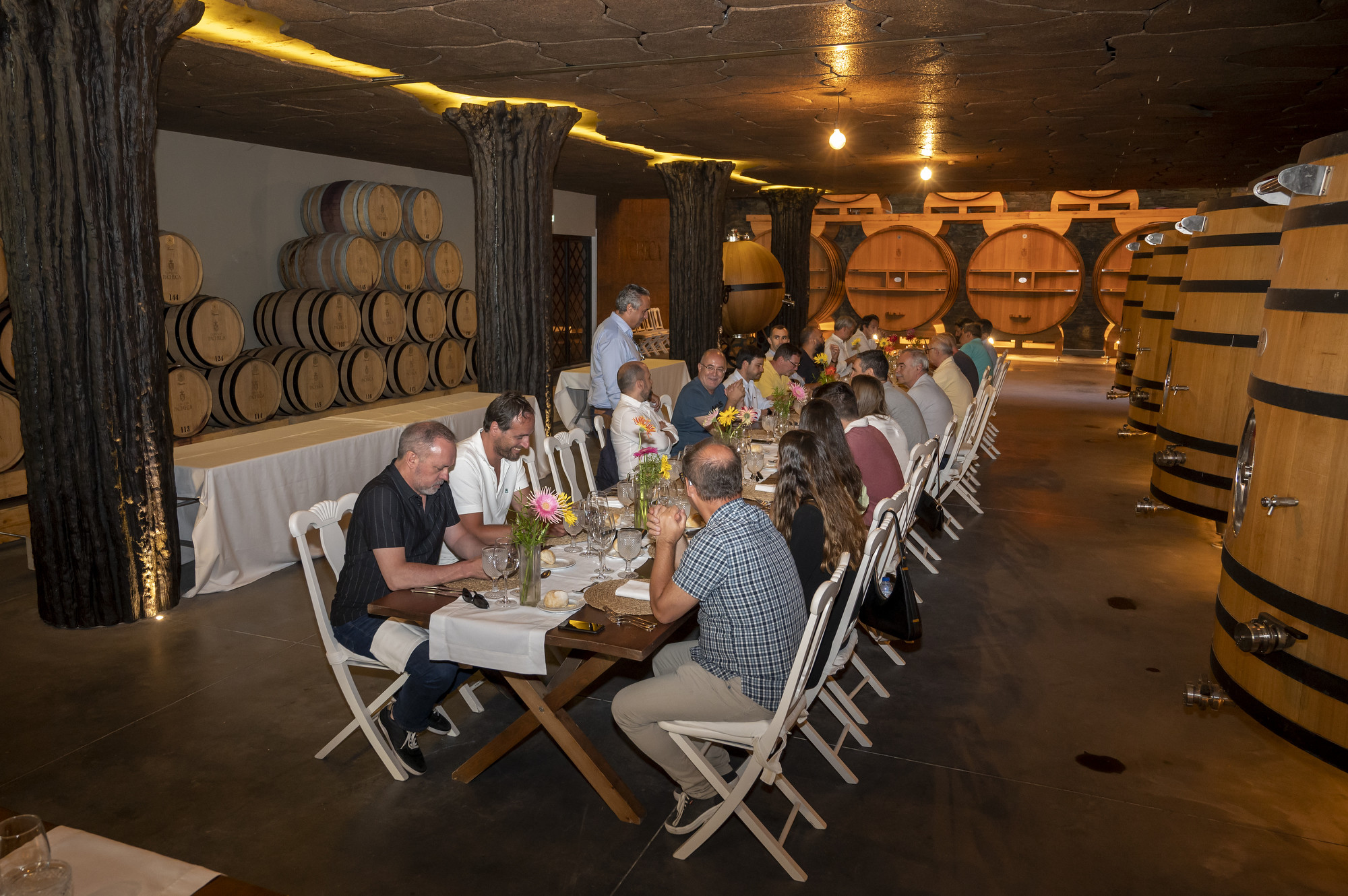 Jantar de gala em cave de barricas no Douro